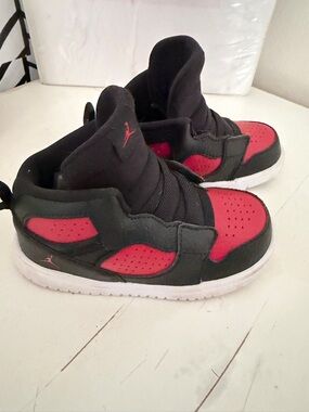 Jordan Kids Black and Red High-Top Sneakers